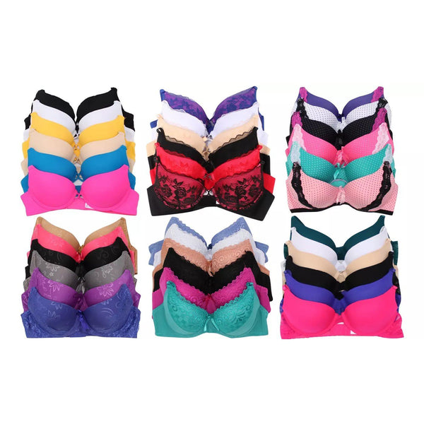 240 Wholesale Fashion Padded Bras Packed Assorted Colors With