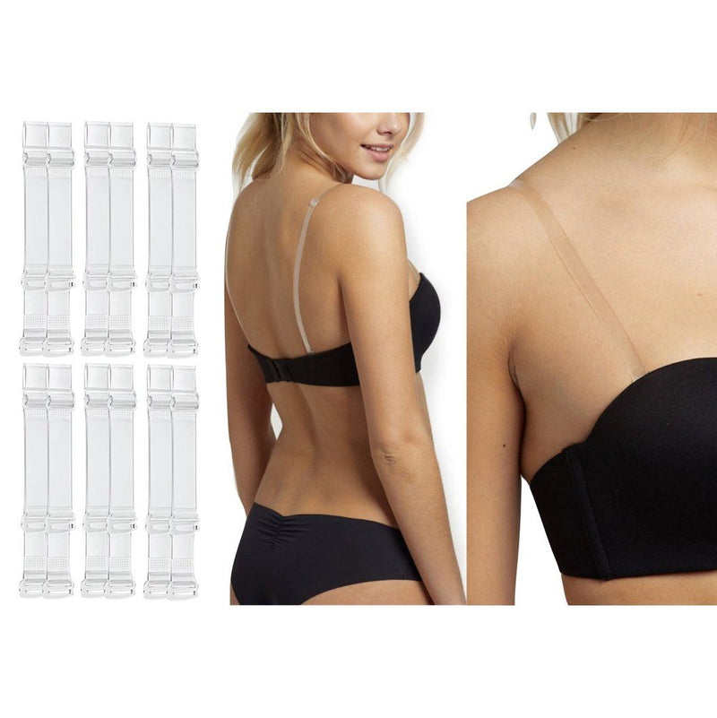 6-Pack: Women's Clear Invisible Bra Straps Women's Shoes & Accessories - DailySale