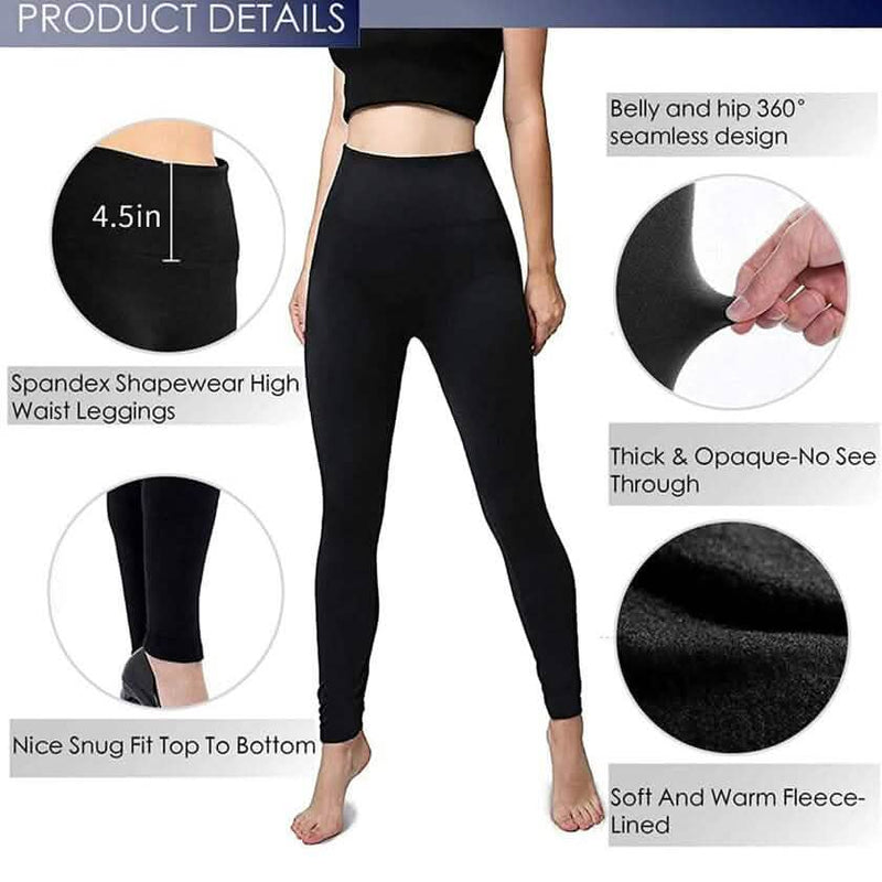 6-Pack: Women’s Extra Fleece Leggings High Waist Women's Bottoms - DailySale