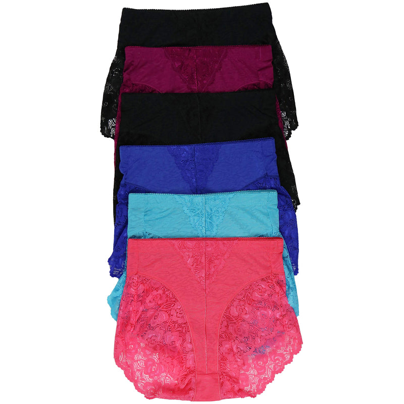 6-Pack: Women's High Rise Exquisite Lace Leg Opening Design Assorted Briefs Women's Swimwear & Lingerie - DailySale