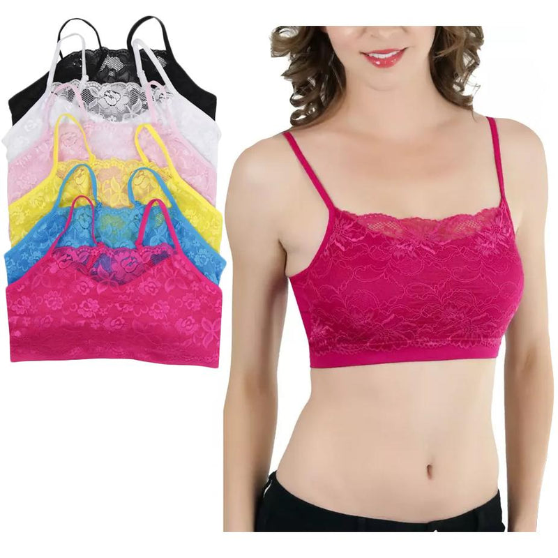 Wired Half-cup Bras with Removable Straps and Lace Accent (6-Pack)