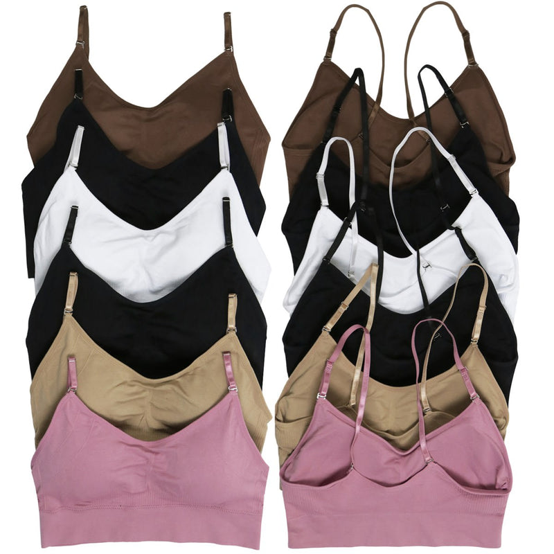 6-Pack: Women's Padded Adjustable Strap Bralettes Women's Clothing - DailySale