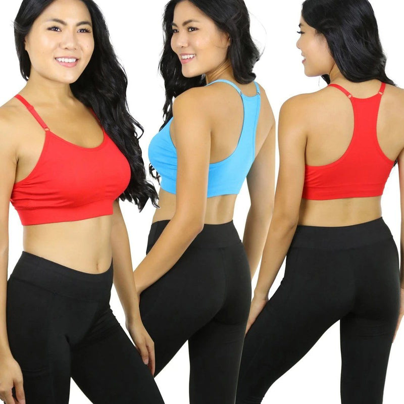 6-Pack: Women's Padded Racerback Active Bras Women's Clothing - DailySale
