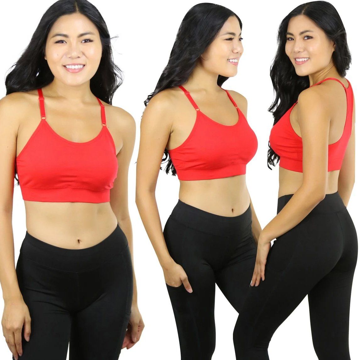 6-Pack: Women's Padded Racerback Active Bras Women's Clothing - DailySale