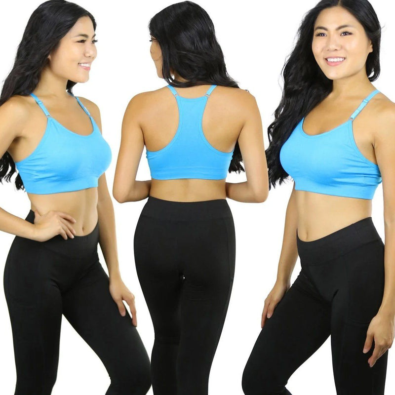 6-Pack: Women's Padded Racerback Active Bras Women's Clothing - DailySale