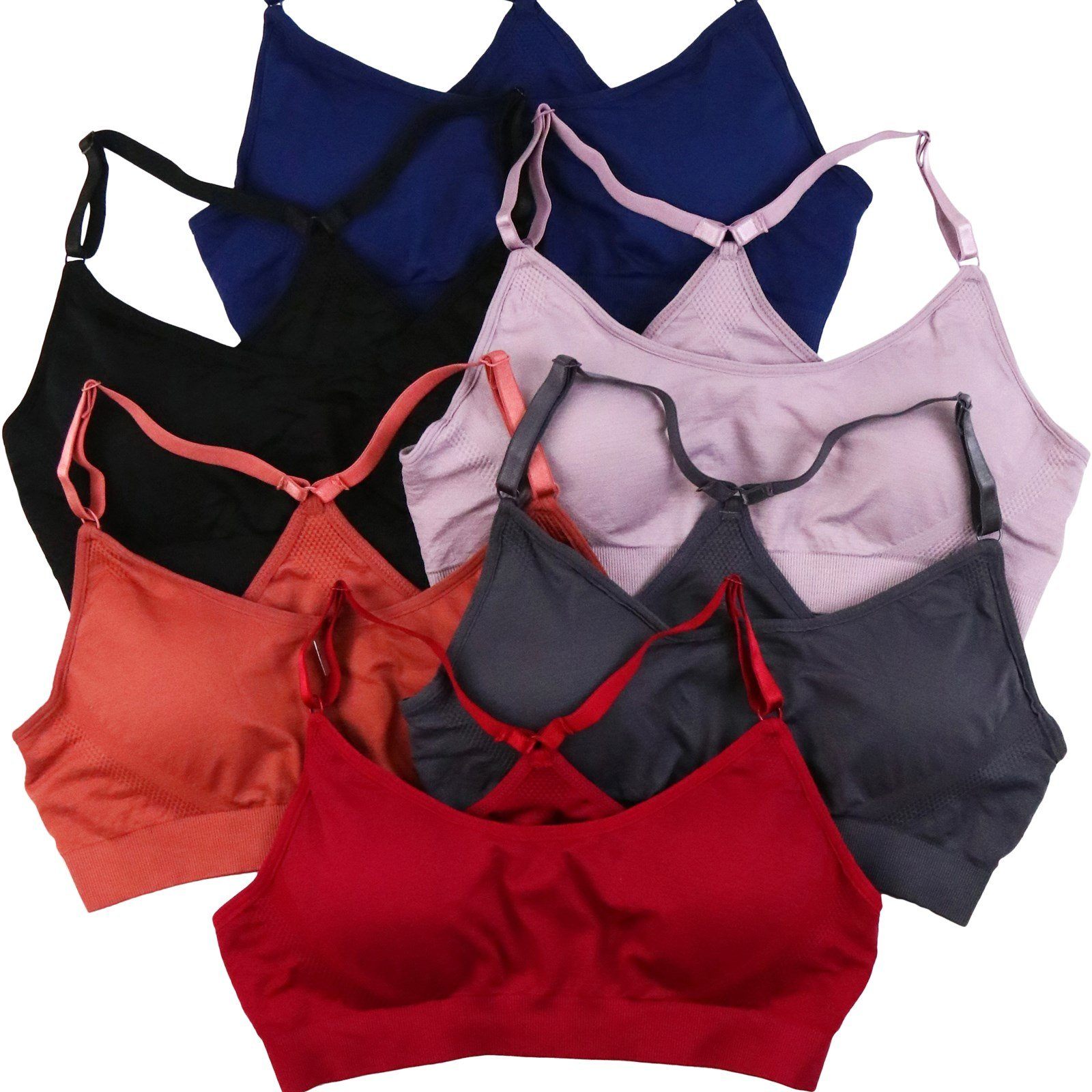 6-Pack: Women's Padded Y-Back Moisture Wicking Sports Bras Women's Clothing - DailySale