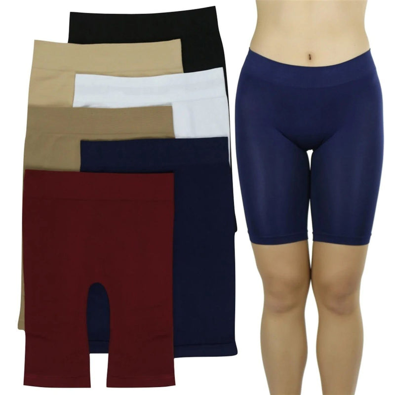 6-Pack: Women's Seamless Knee Length Biker Shorts Women's Clothing - DailySale