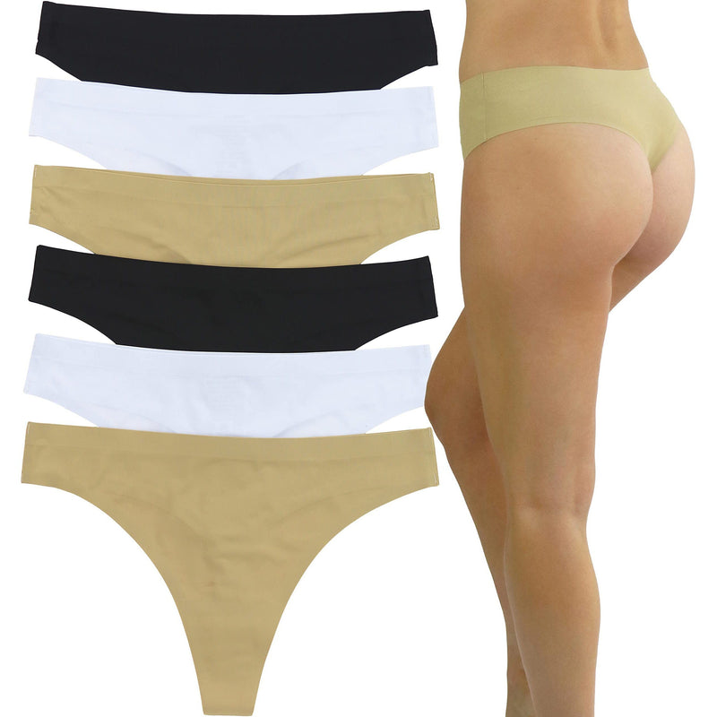 6-Pack: Women's Solid Classic Assortment Thongs Women's Lingerie - DailySale