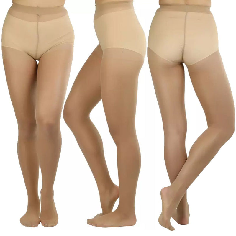 6 Pair Women's 8 Denier Bare Control Top Pantyhose