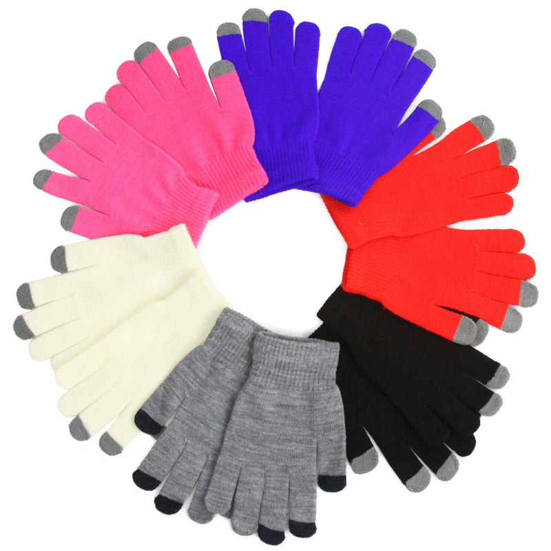 6-Pack: Women's Solid Magic And Plush Warm Gloves Women's Shoes & Accessories Touch-Screen Gloves - DailySale