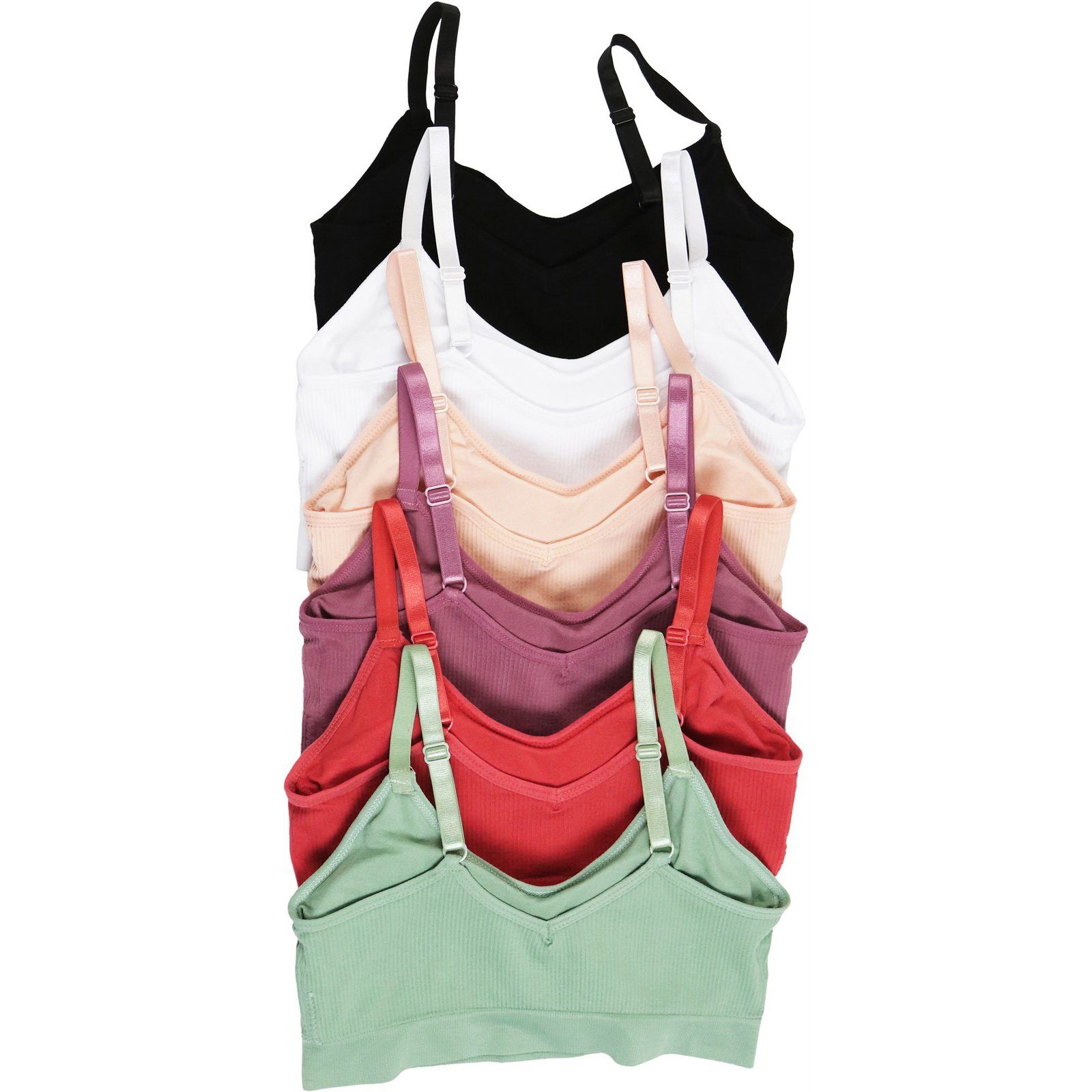 6-Pack: Women's Wire-Free Bralette With Adjustable Straps