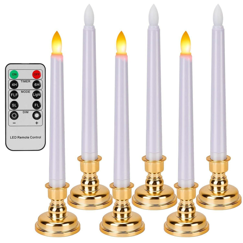 6-Packs: Flameless Taper Candles with 4 Light Modes and Remote Control Indoor Lighting - DailySale