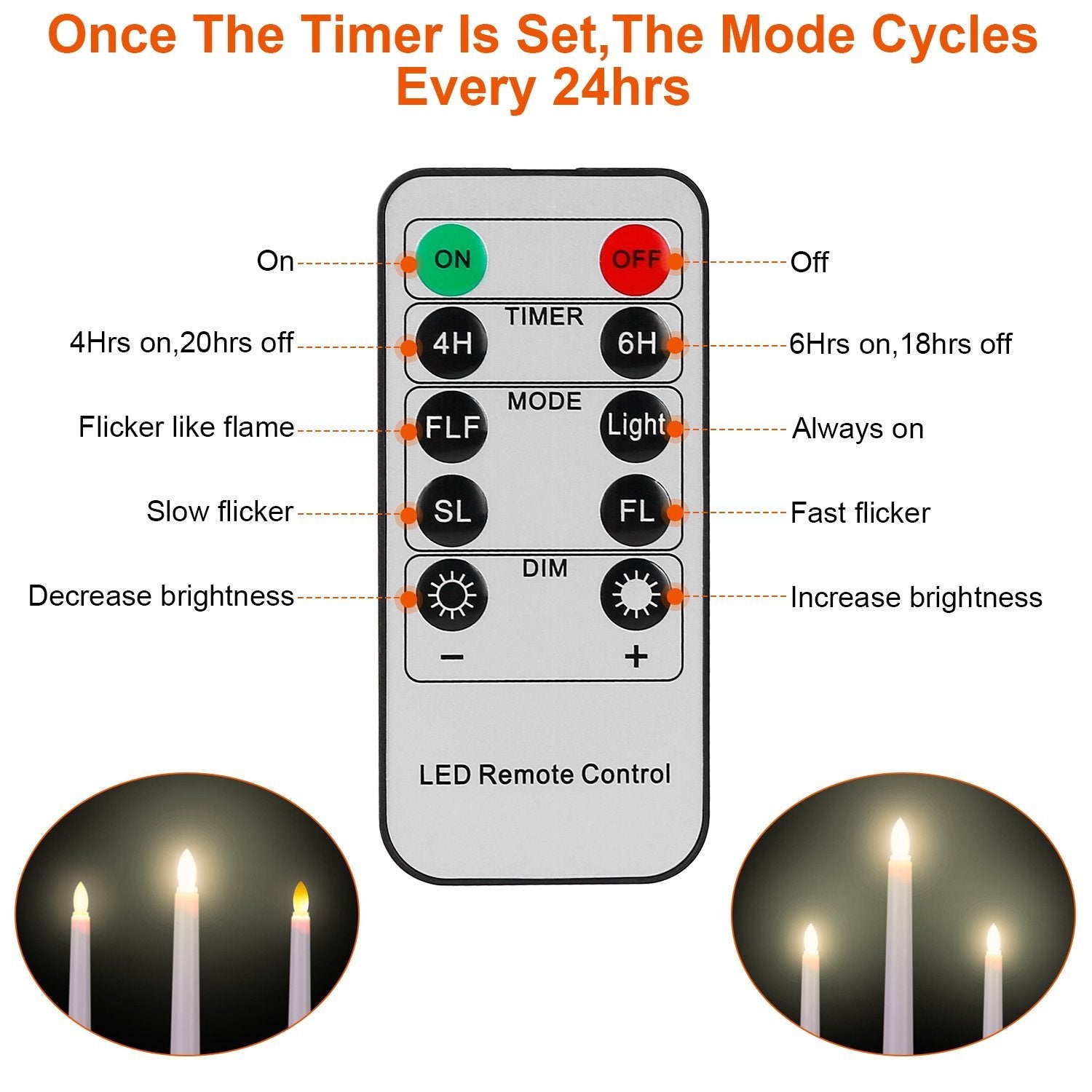 6-Packs: Flameless Taper Candles with 4 Light Modes and Remote Control Indoor Lighting - DailySale