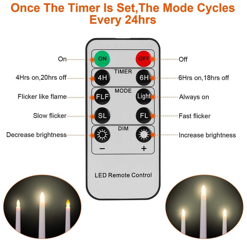 6-Packs: Flameless Taper Candles with 4 Light Modes and Remote Control Indoor Lighting - DailySale