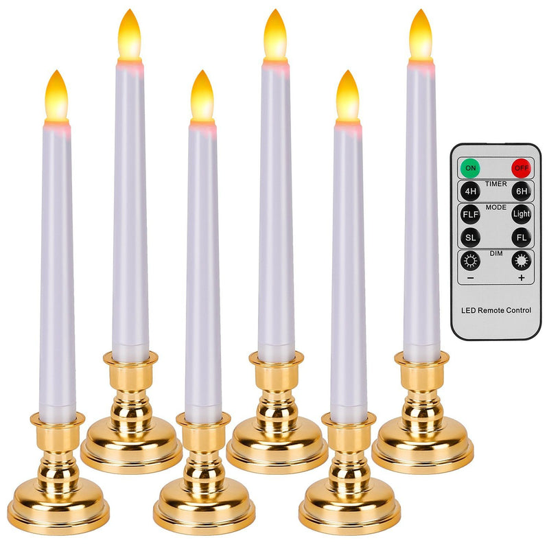 6-Packs: Flameless Taper Candles with 4 Light Modes and Remote Control Indoor Lighting - DailySale