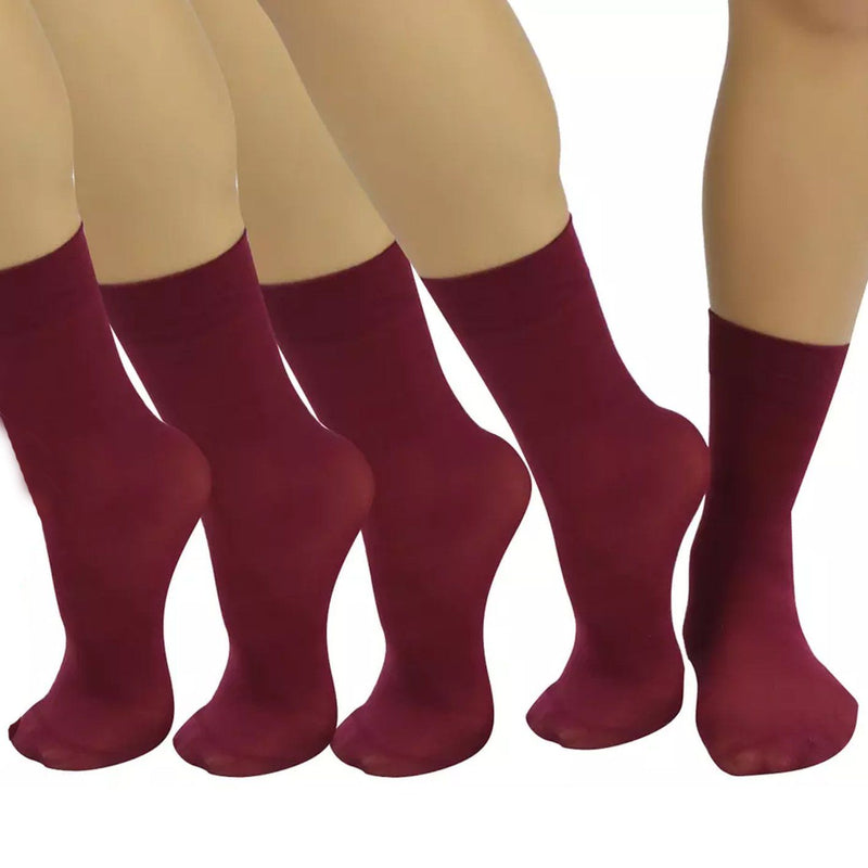6-Pair: Ankle High Opaque Nylon Trouser Socks Men's Accessories Burgundy - DailySale