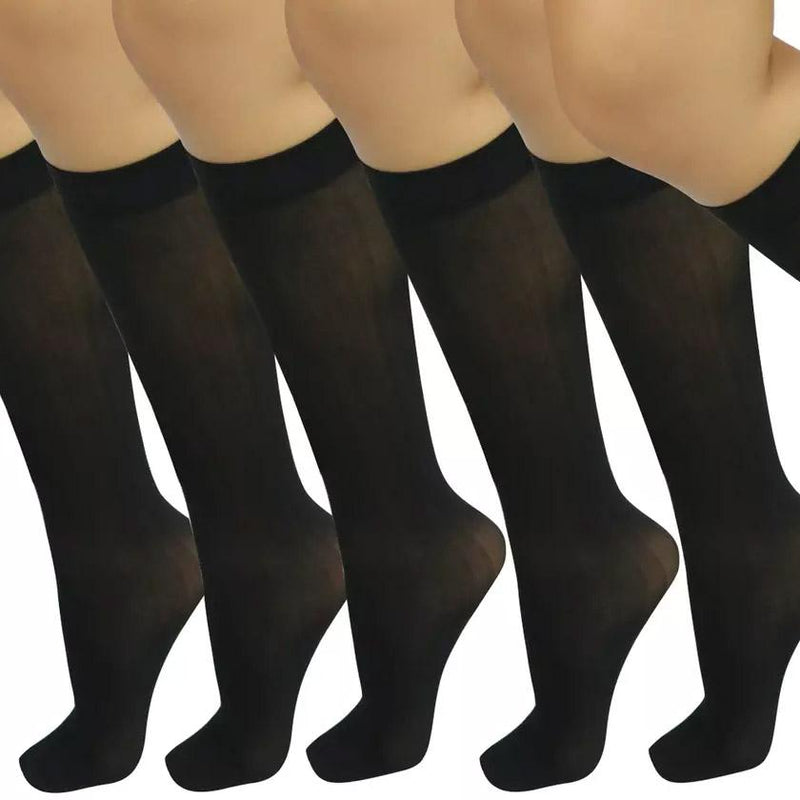 6-Pair: Assorted Knee High Opaque Nylon Classic Socks Men's Accessories Black - DailySale