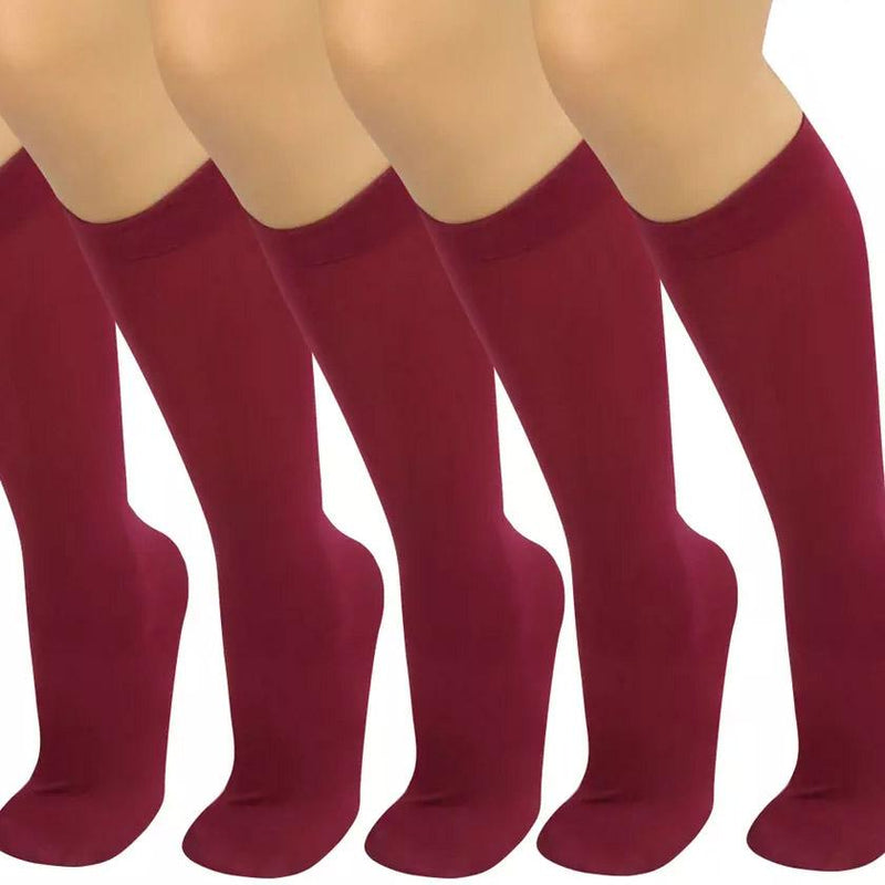 6-Pair: Assorted Knee High Opaque Nylon Classic Socks Men's Accessories Burgundy - DailySale