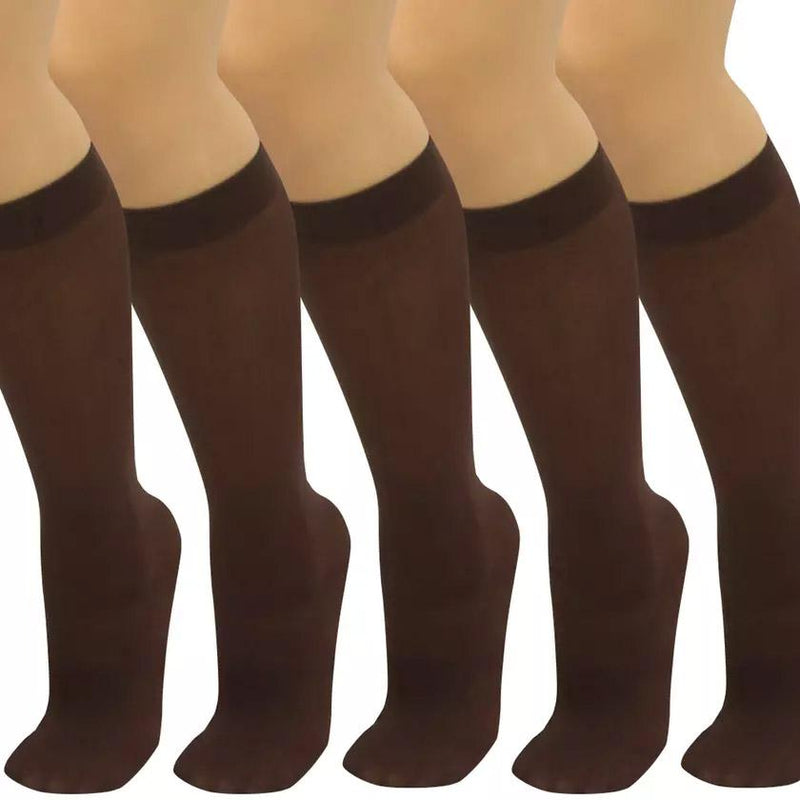 6-Pair: Assorted Knee High Opaque Nylon Classic Socks Men's Accessories Coffee - DailySale