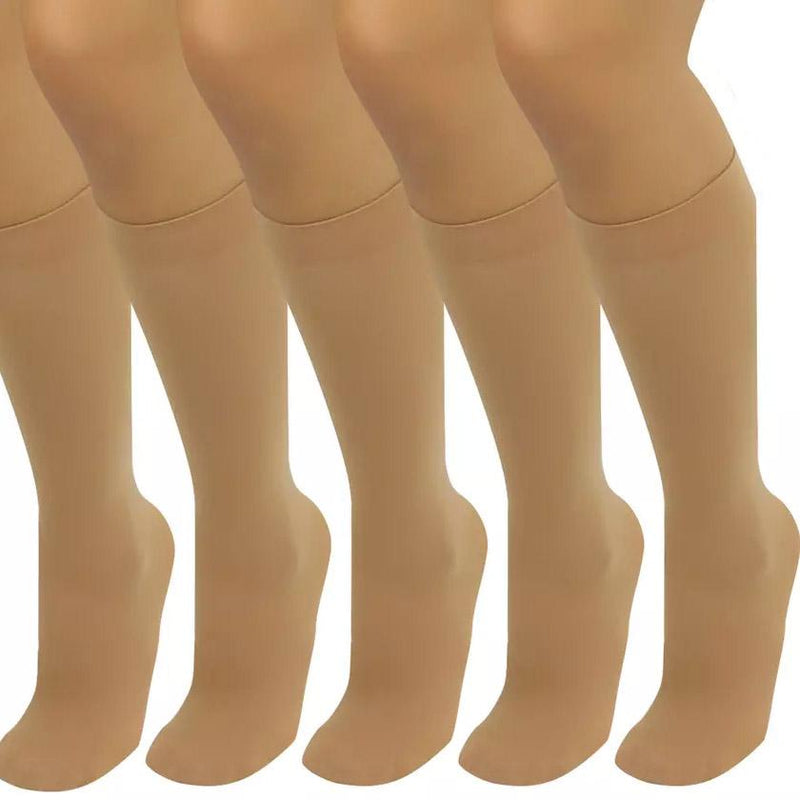 6-Pair: Assorted Knee High Opaque Nylon Classic Socks Men's Accessories Dark Beige - DailySale