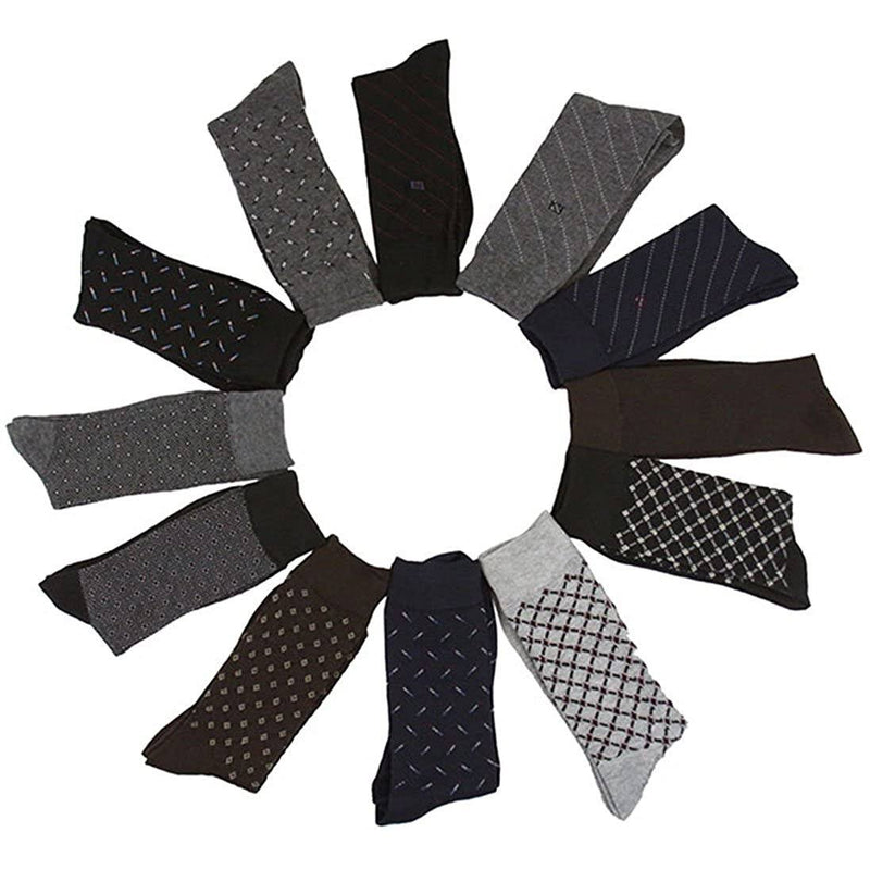 6-Pair: Classic Cotton Stretch Elastic Dress Socks Assorted Men's Clothing - DailySale