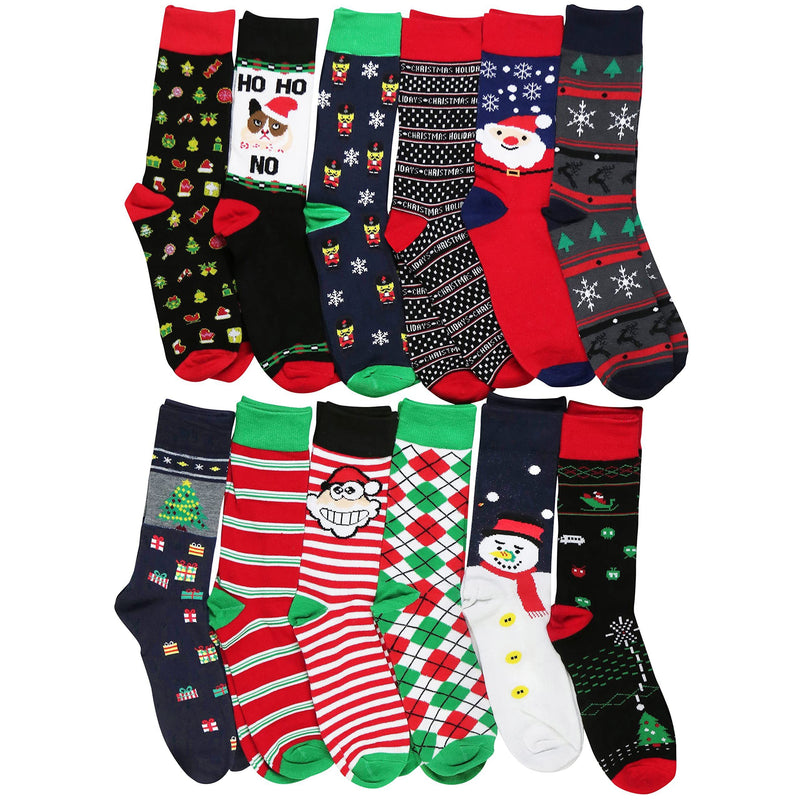 6-Pair: Men's Funny Christmas Crew Socks Holiday Decor & Apparel - DailySale
