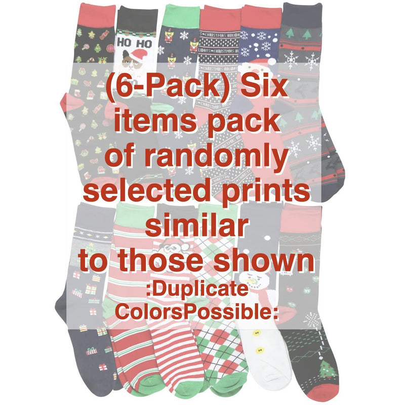 6-Pair: Men's Funny Christmas Crew Socks Holiday Decor & Apparel - DailySale