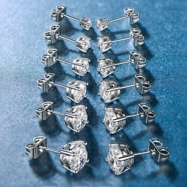 6-Pairs: 14K White Gold Plated Graduating Classic Austrian Elements Studs Earrings - DailySale