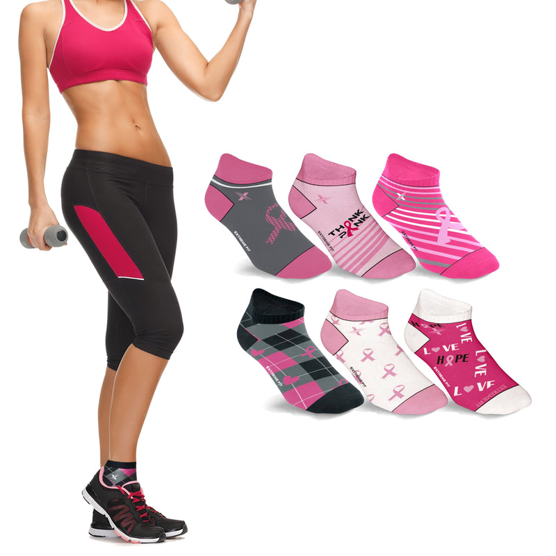 6-Pairs: Breast Cancer Awareness Ankle Compression Socks Women's Shoes & Accessories S/M - DailySale