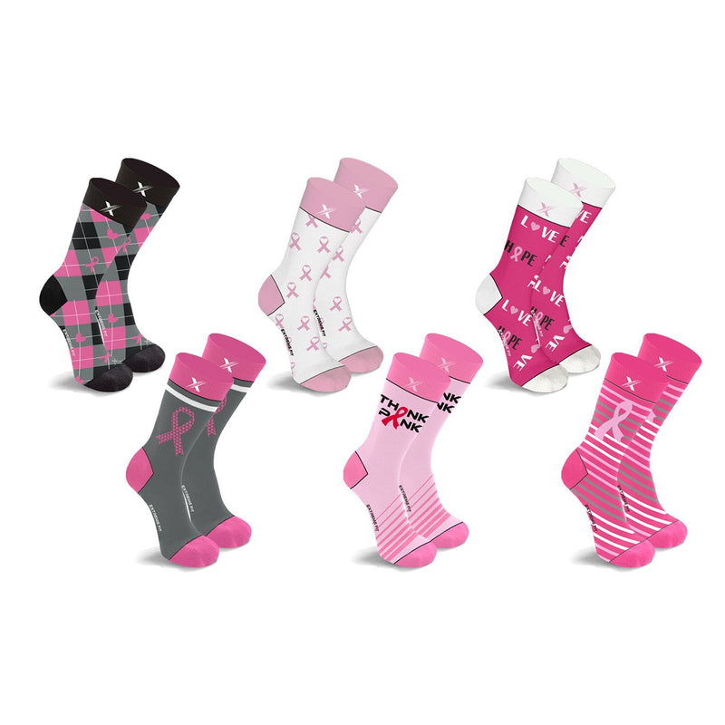 6-Pairs: Breast Cancer Awareness Crew Length Everyday Wear Compression Socks Women's Shoes & Accessories - DailySale