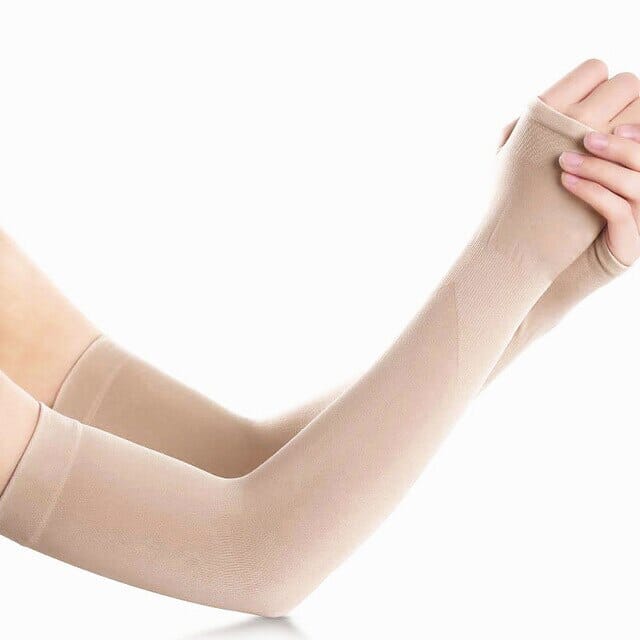 6-Pairs: Ice Silk UV Protection Arm Sleeves Sports & Outdoors Beige - DailySale