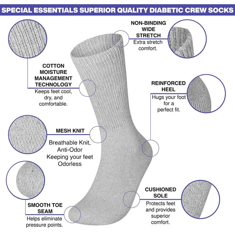 6-Pairs: Physicians Approved Diabetic Crew Socks Unisex Wellness - DailySale