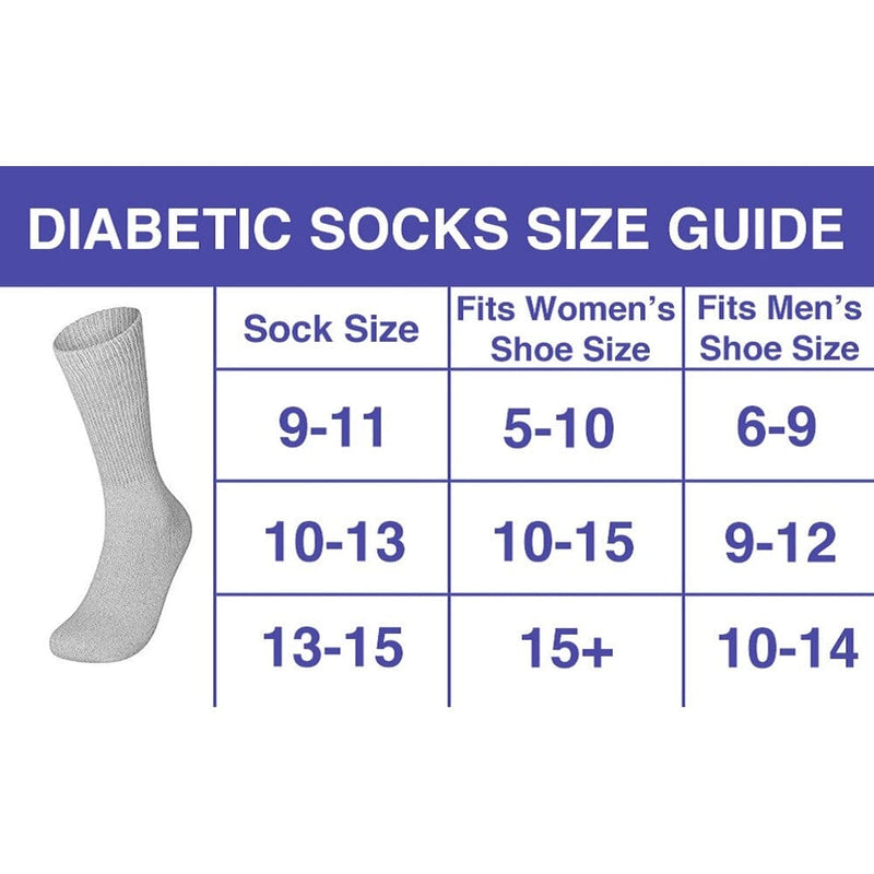 6-Pairs: Physicians Approved Diabetic Crew Socks Unisex