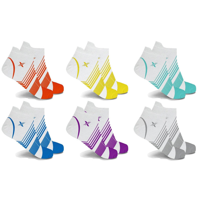 6-Pairs: Ultra V-Striped Ankle Compression Socks Wellness White/Colored S/M - DailySale