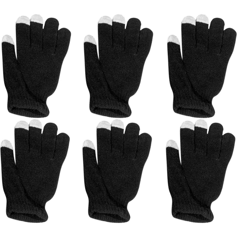6 Pairs: Unisex Touchscreen Ultra-Soft & Comfy Gloves - Assorted Colors Women's Apparel Black - DailySale