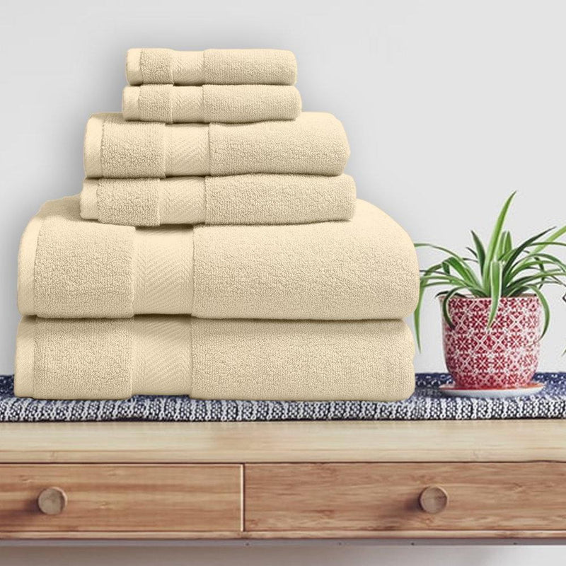 6-Piece: 100% Organic Cotton Bath Towel Set Bath Beige - DailySale