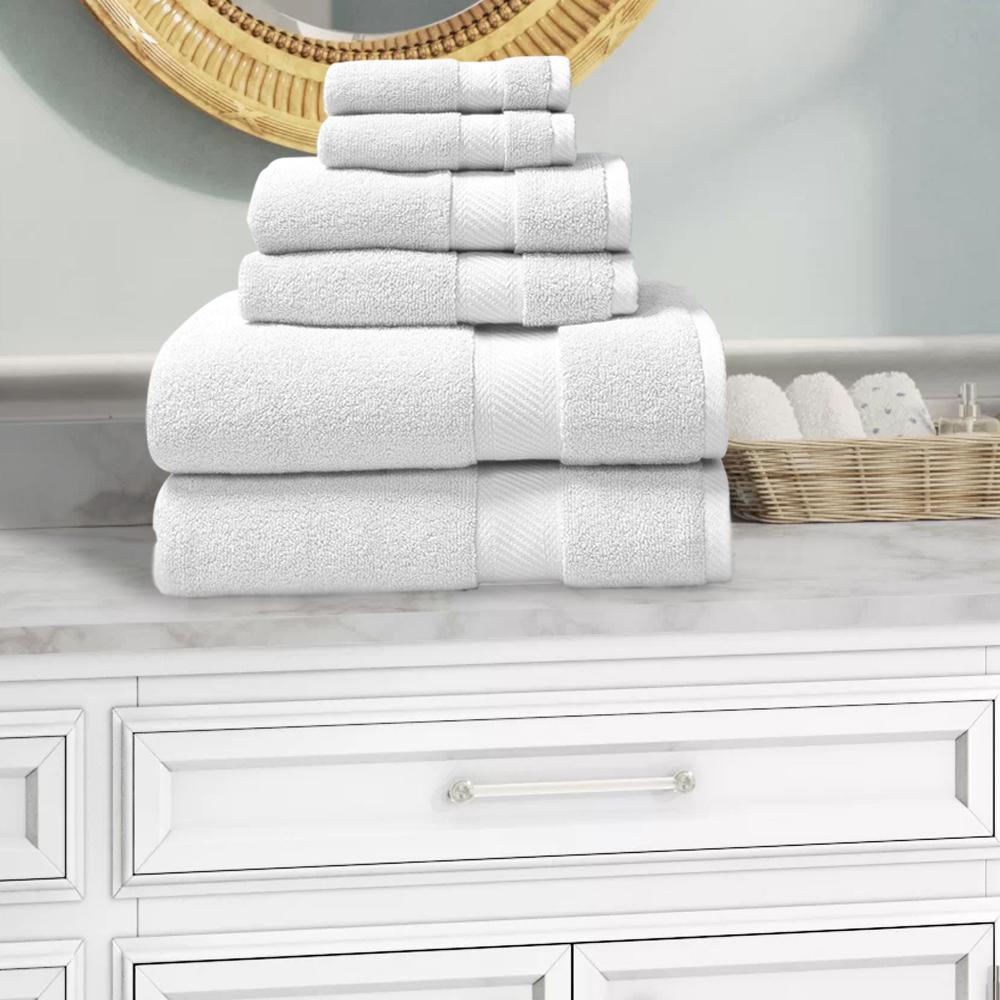 Hotel Vendome Bathroom Towel Set ~ White & Black 6 Pc - NEW