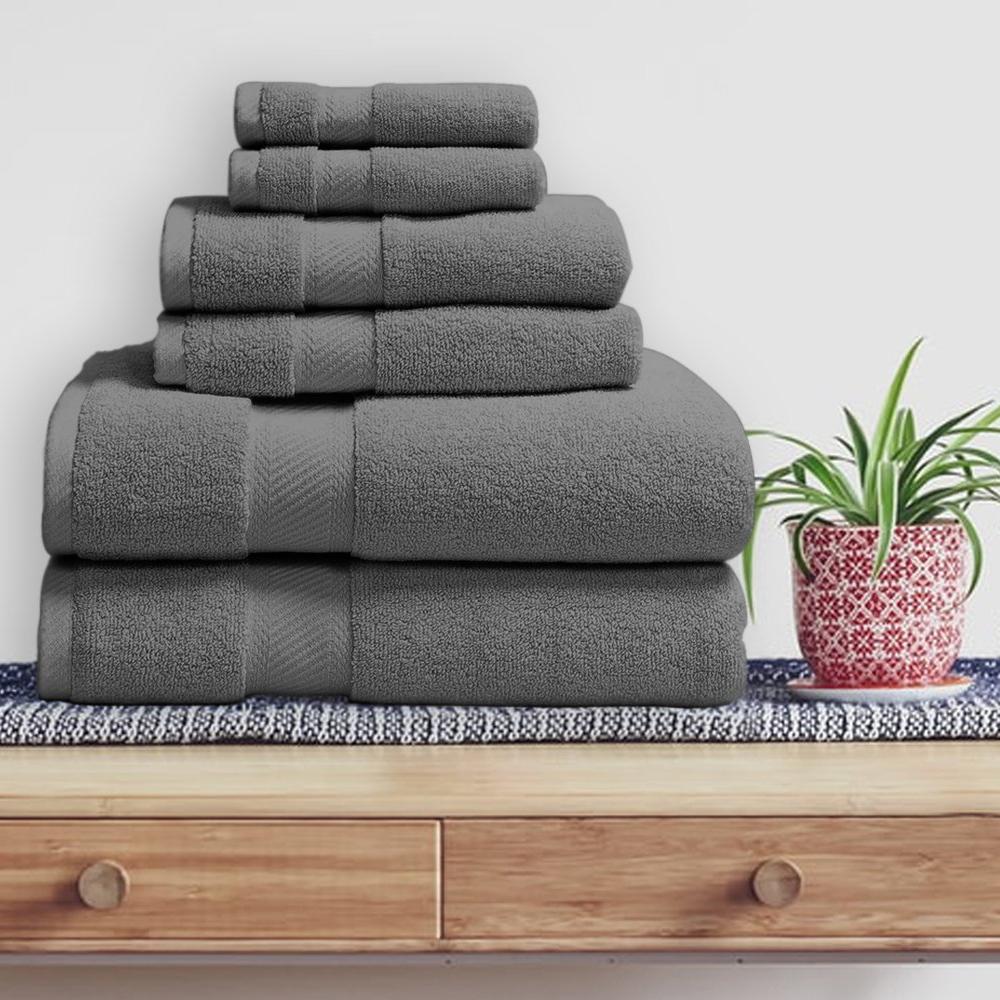 6-Piece: 100% Organic Cotton Bath Towel Set Bath Gray - DailySale