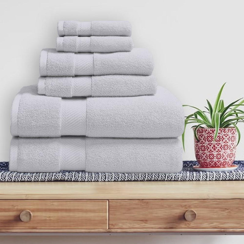 8-Piece Gray Ring Spun Cotton Highly Absorbent Bath Towel Set