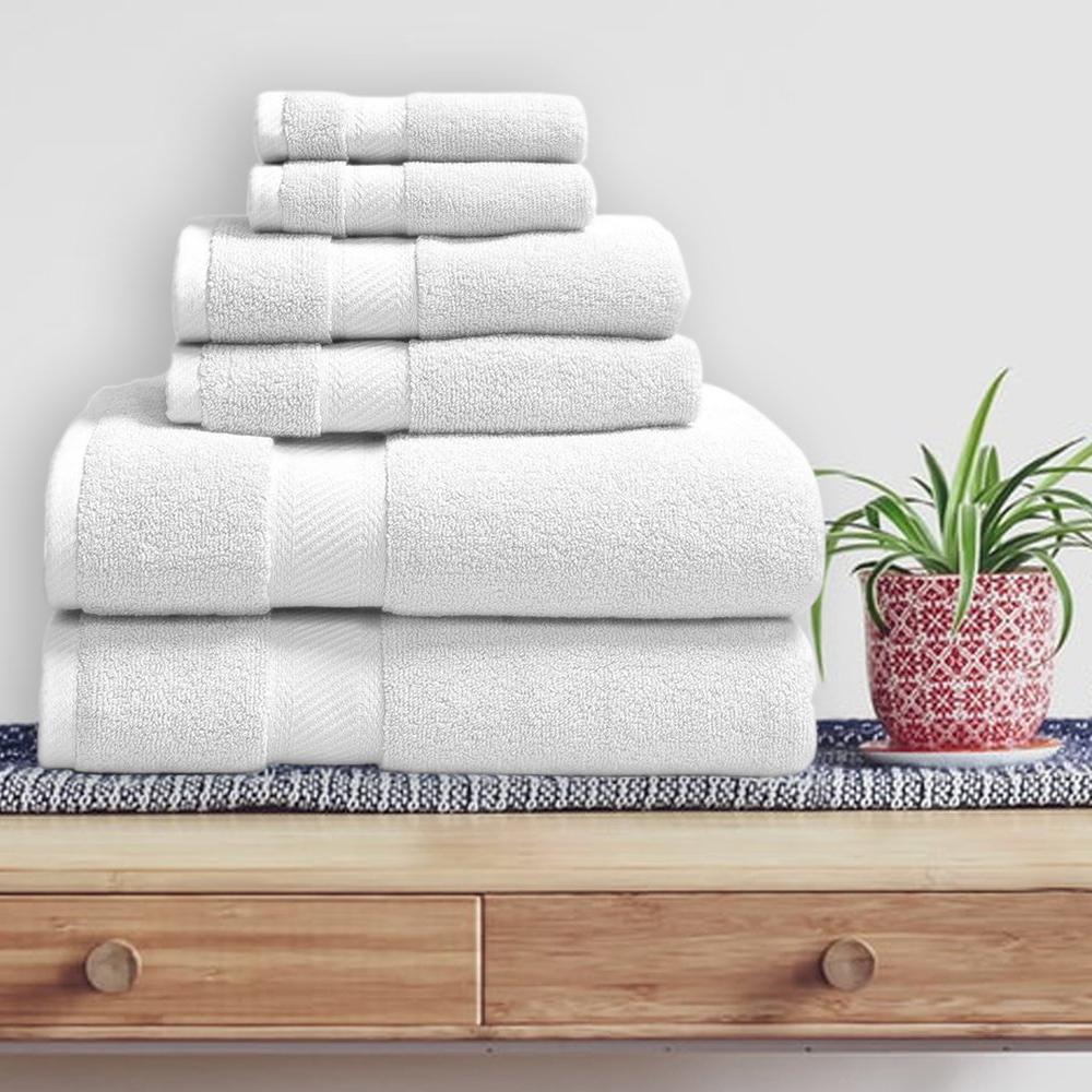 6pc Organic Cotton Bath Towel Set White