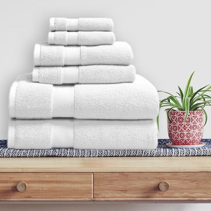 6-Piece: 100% Organic Cotton Bath Towel Set Bath White - DailySale