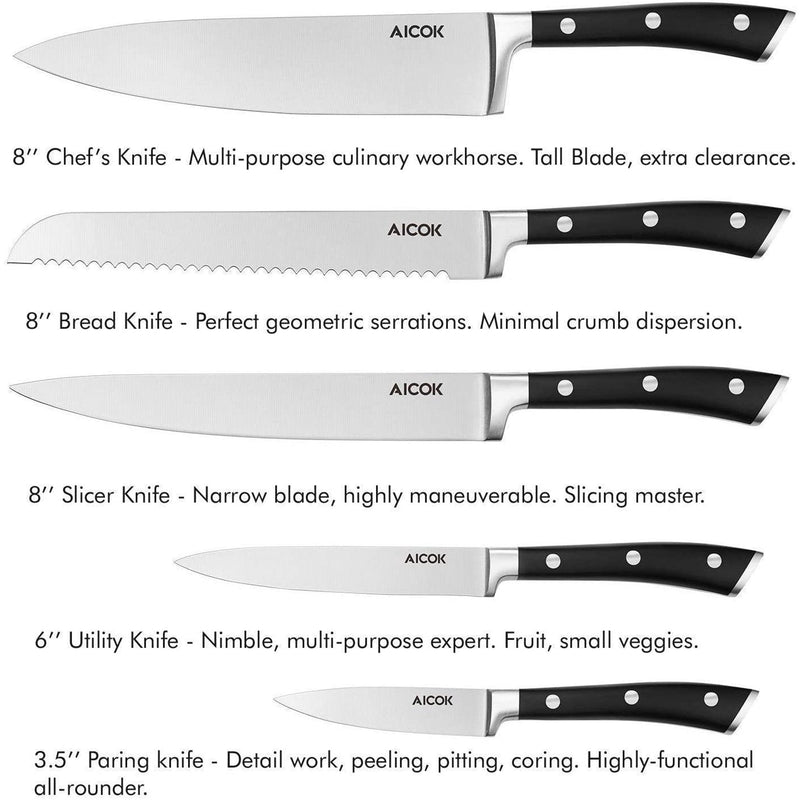 6-Piece: Aicok German Stainless Steel Kitchen Knife Set Kitchen Tools & Gadgets - DailySale