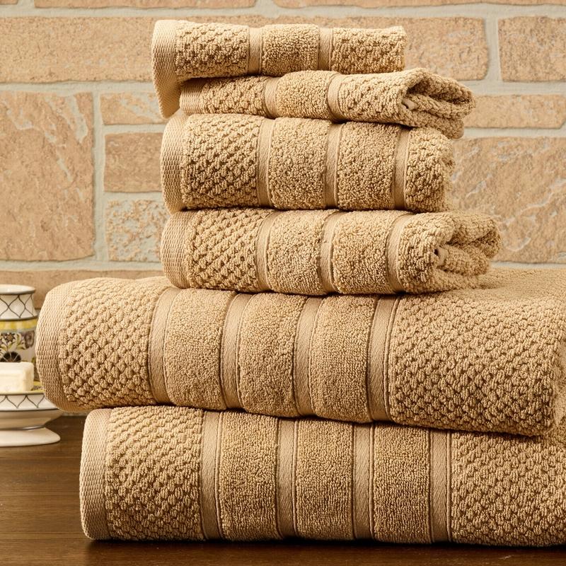 6-Piece Bibb Home Absorbent 100% Egyptian Cotton Towel Set Home Essentials Linen Popcorn - DailySale