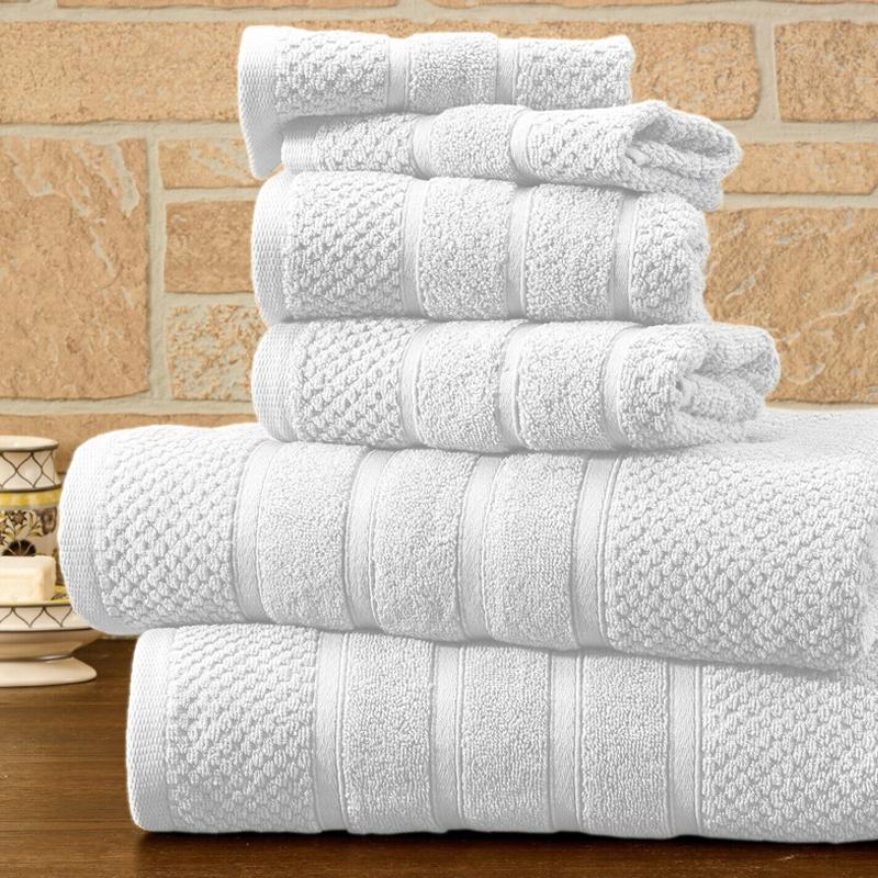 6-Piece Bibb Home Absorbent 100% Egyptian Cotton Towel Set Home Essentials White Popcorn - DailySale