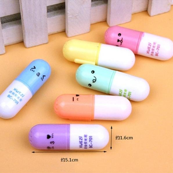 6-Piece: Cute Pill Shape Mini Highlighter Marker Art & Craft Supplies - DailySale