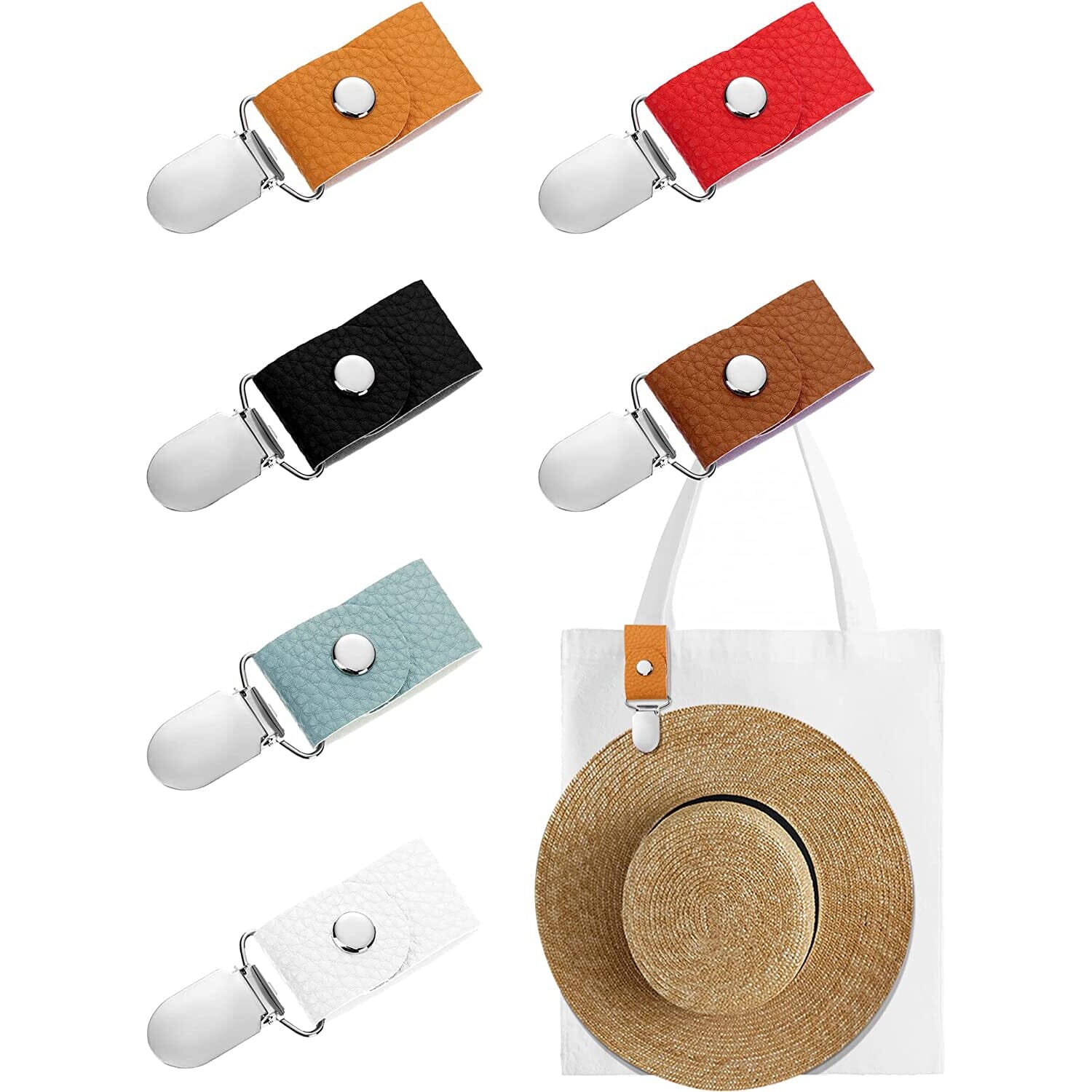 6-Piece: Hat Clip for Summer Travel on Bag Luggage PU Leather Hat Women's Shoes & Accessories - DailySale