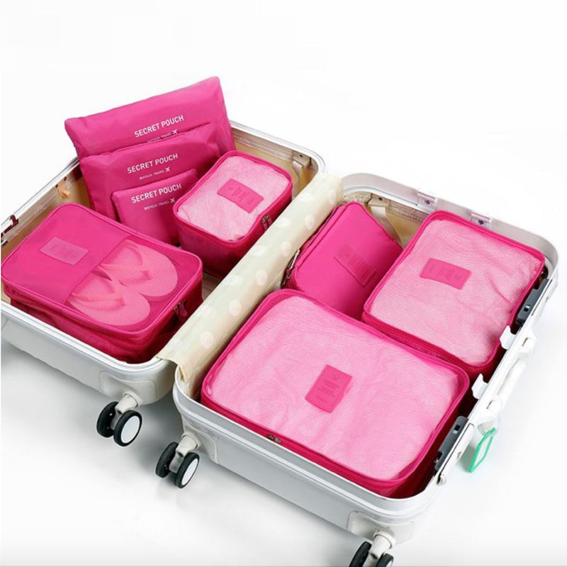 6-Piece Luggage Organizer - Assorted Colors Handbags & Wallets Pink - DailySale