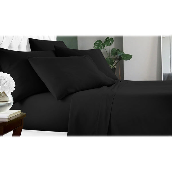 6-Piece: Luxury Home Cool Bamboo-Fiber Sheet Set Bedding Black Full - DailySale