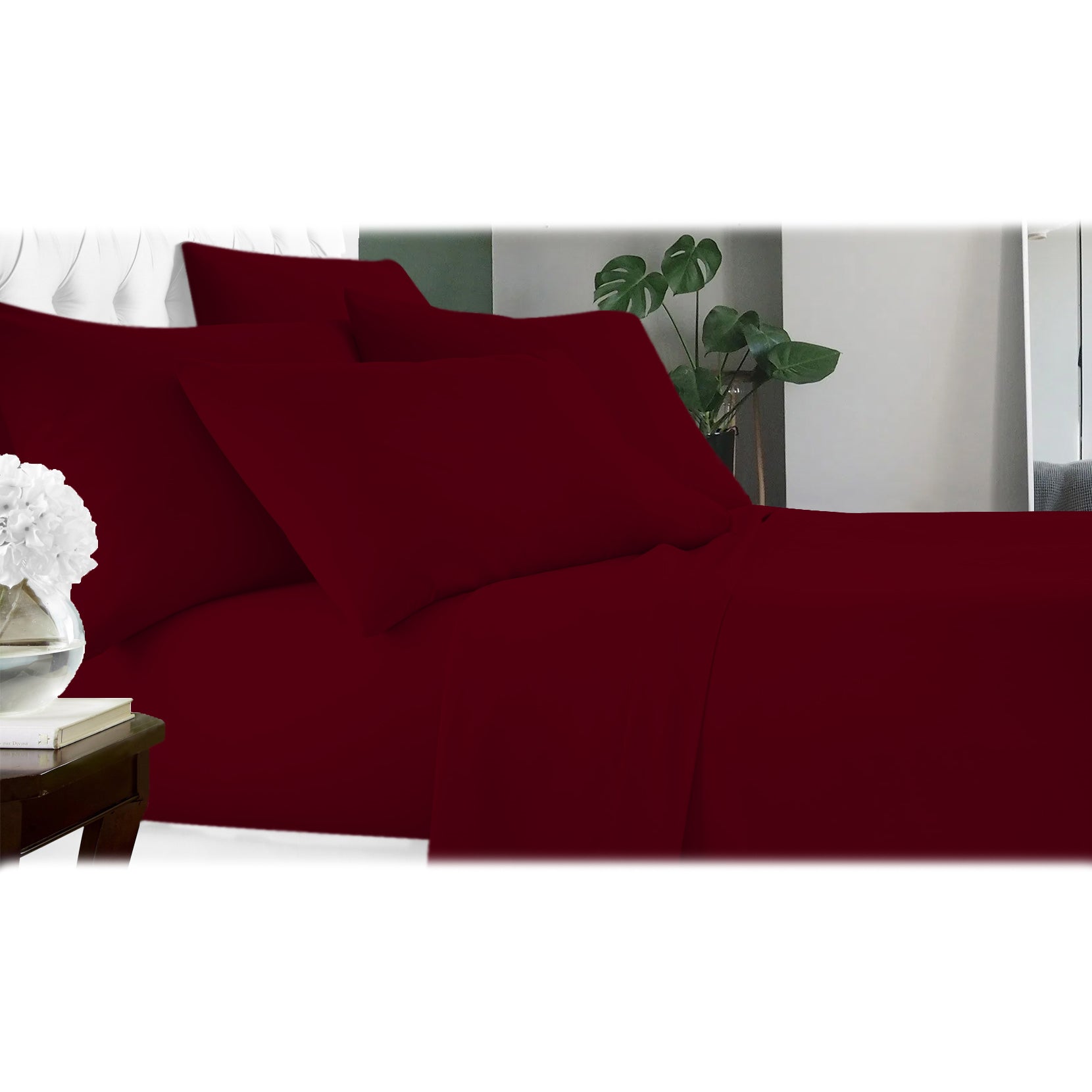 6-Piece: Luxury Home Cool Bamboo-Fiber Sheet Set Bedding Burgundy Full - DailySale