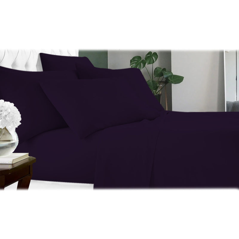 6-Piece: Luxury Home Cool Bamboo-Fiber Sheet Set Bedding Eggplant Full - DailySale